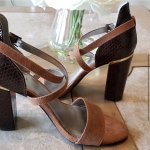 a.n.a Adler Brown Faux Suede Brown Heels